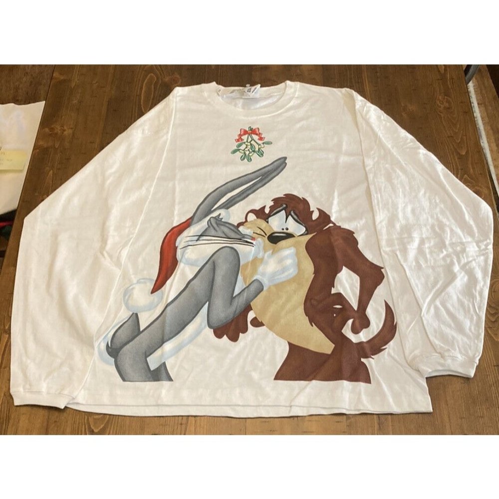 Vintage Looney Tunes L/S T-shirt Size Men’s L Peace On Earth Christmas Bugs Taz